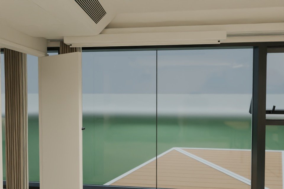 3D-Ansicht der Projektionsleinwand gegenüber dem integrierten Beamer der MK I